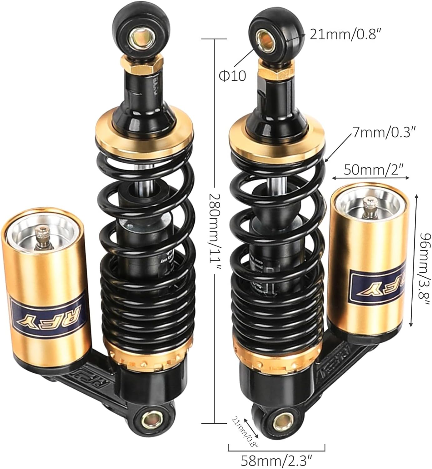 1 Pair 280mm 11'' Motorcycle Shock Absorber Rear Suspension Adjustable Air Shock Absorber Universal Compatible Suspension Kit for Dirt Bike Go Kart ATV Quad Scooter
