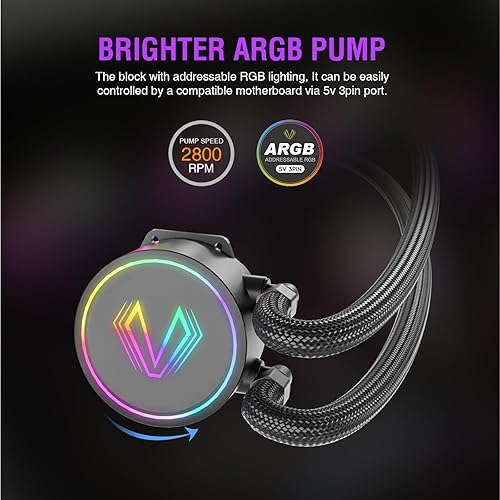 Miniatura 3 de Vetroo V360 - Enfriador líquido de CPU, 3 bombas RGB direccionables de 4.724 in y ventiladores PWM, radiador de 14.173 in 290 W TDP AIO