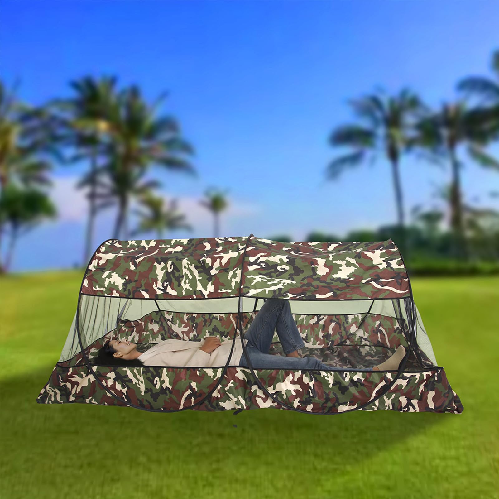 Mosqúi - Red de poliéster, plegable, fácil de abrir, equipo de protección ligero, tienda de campaña de un solo usuario doble para protección para camping, senderismo, viajes