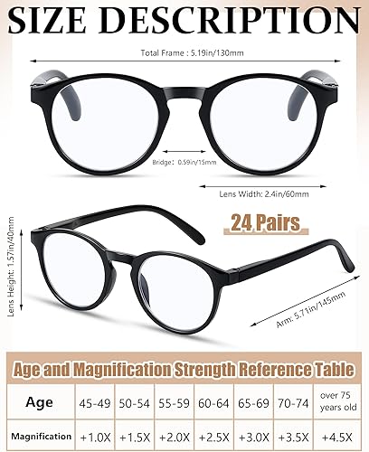 Miniatura 2 de Yexiya 24 pares de anteojos de lectura redondos a granel con bloqueo de luz azul con bisagra de resorte para hombres y mujeres