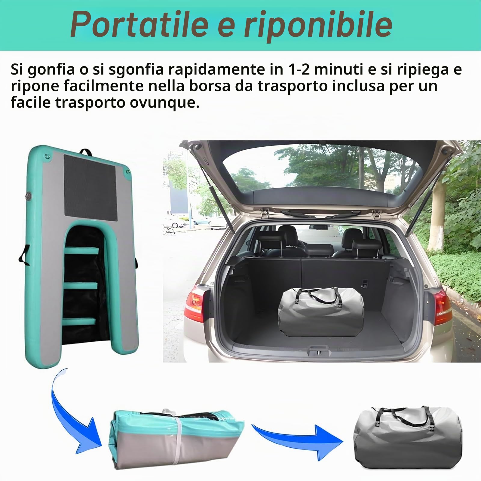rampa gonfiabile per cani Rampa Per Piscina Per Cani Di Grossa Taglia, Rampa D'acqua Per Cani Pieghevole Con Cuscinetto Antiscivolo In Bacino Galleggiante