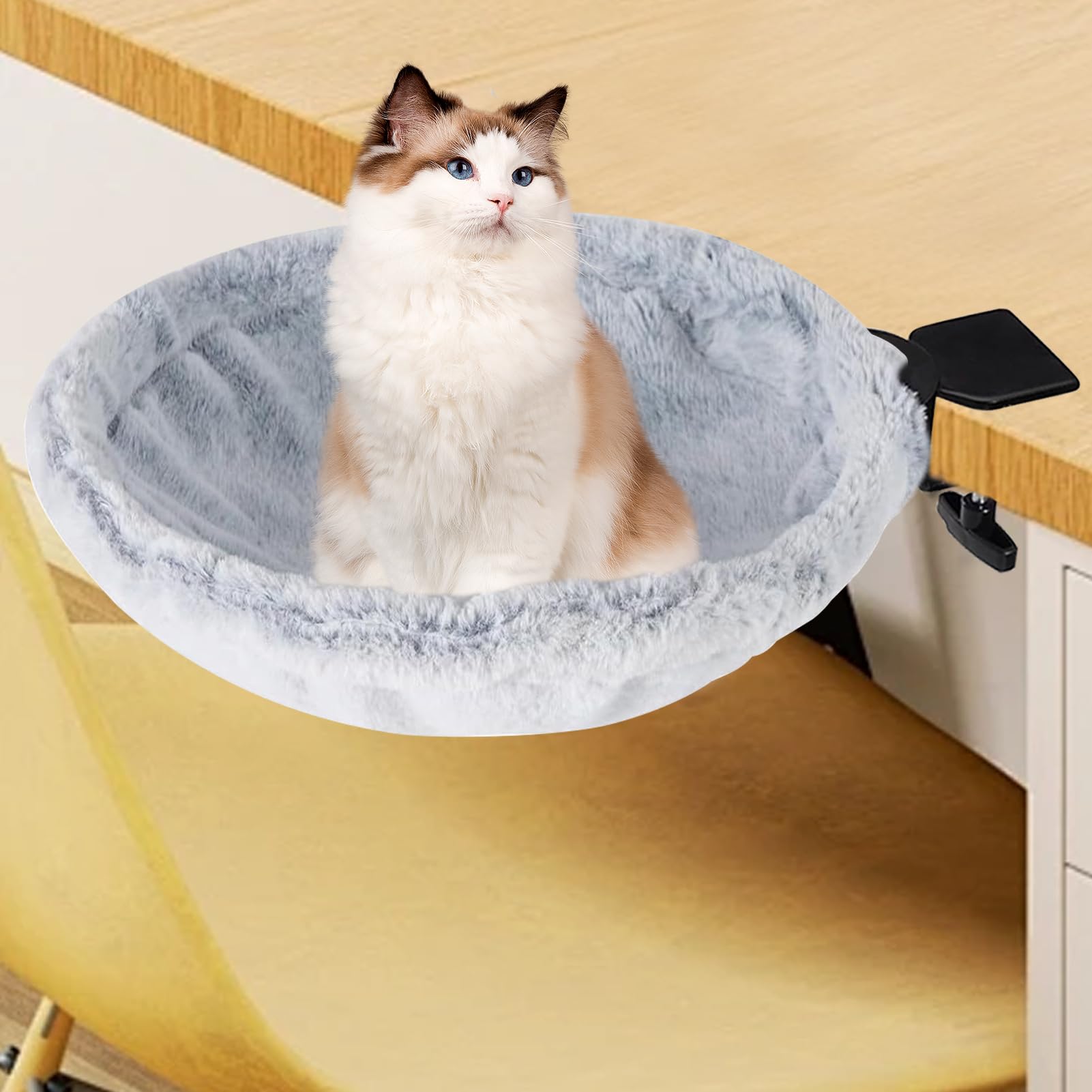 Cama de escritorio para gatos, cómoda hamaca para gatos, soporta hasta 23 kg, cama lavable para gatos, para interiores, espacio de trabajo, balcón, ventana, salón