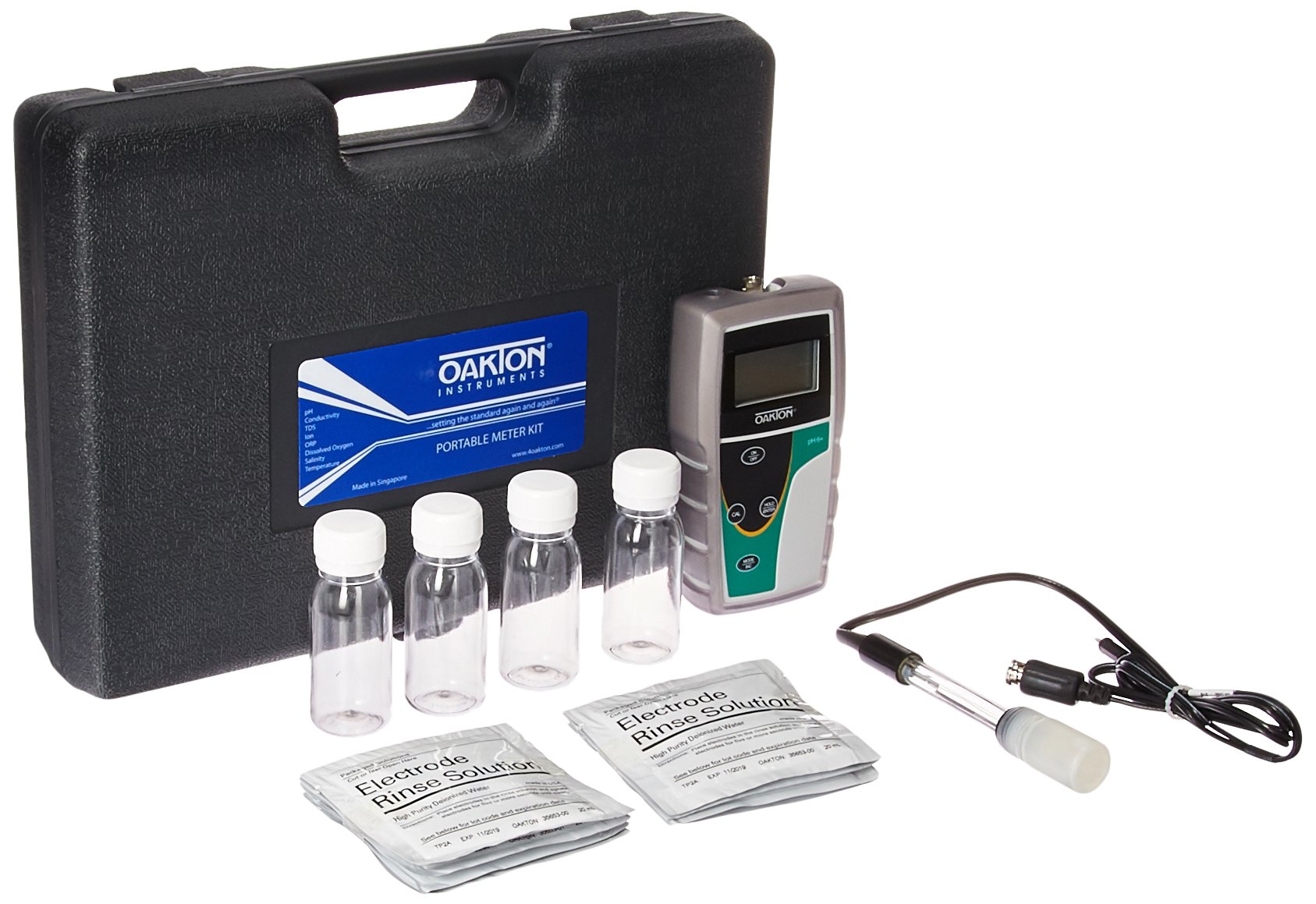 OaktonpH 6+ Handheld Meter Kit with Case, Solutions, and pH/ATC Probe