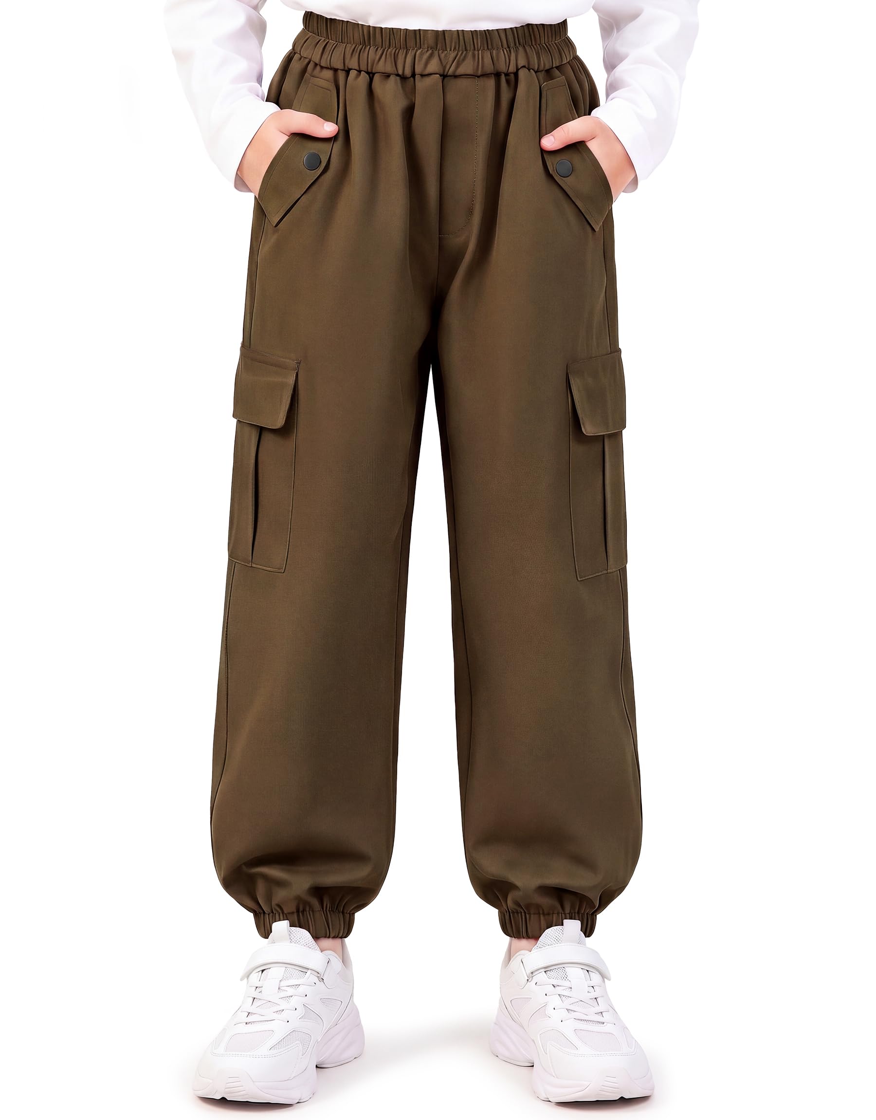 Pantaloni Cargo Ragazza, Pantalone Jogging Cotone Morbido con Tasche Multiple, Pantaloni Tuta vestibilità Ampia Vita Elastica, Pantalone Casual Streetwear per Bambini 6-13 Anni