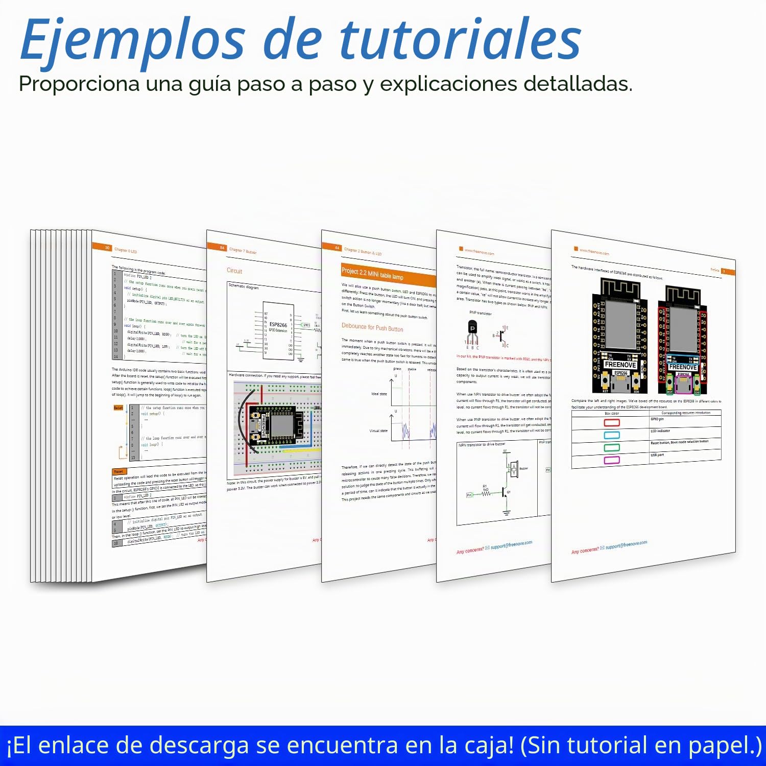 Freenove Ultimate Starter Kit for ESP8266 (Included), 32-bit 160 MHz Mini Microcontroller, Onboard Wi-Fi, Python C Java, 715-Page Detailed Tutorial, 218 Items, 109 Projects