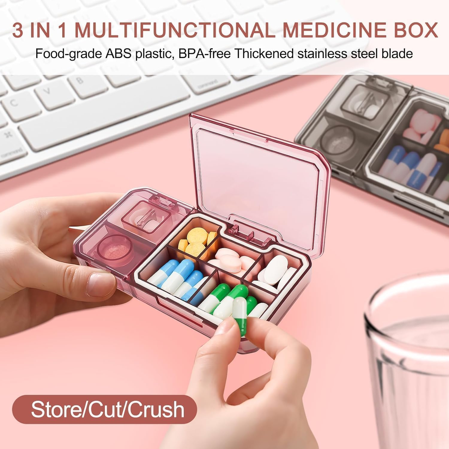 Gnanex Medicine Cutter for Pills, Pill Tablet Cutter, 3 in 1 Medicine box 2