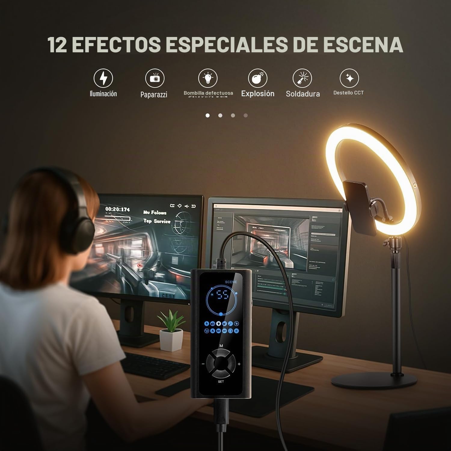 NEEWER 12" Ring Light de Mesa de Alta Potencia 24 W con Soporte/Soporte para teléfono, luz Selfie videoconferencias LED para iPhone Streaming Maquillaje Vlog Video Laptop Computer Webcam Zoom Call