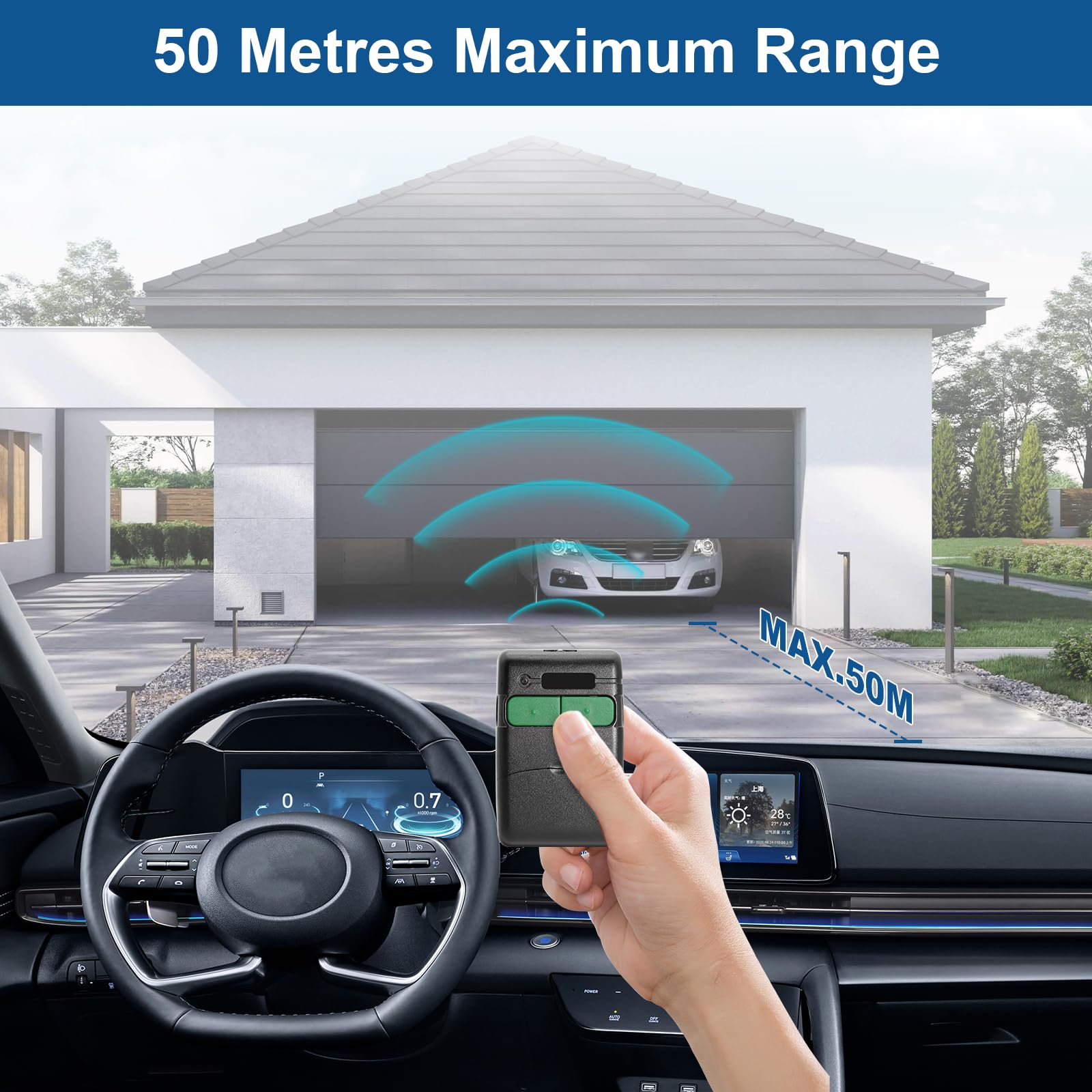 Mando a distancia para puerta de garaje de 433,92 MHz, 2 unidades, accesorios universales para garaje, compatible con modelos MV-1, MV-12, MV-123, manijas automáticas