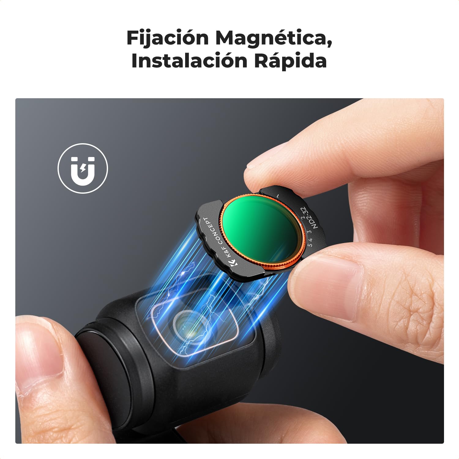 K&F CONCEPT FD161 Kit Filtros para dji OSMO Pocket 3/4, Filtros Magnéticos Black Mist 1/4+Polarizador CPL+Variable ND2-32 + Gran Angular Lente,Accesorios para Osmo Pocket 3/4
