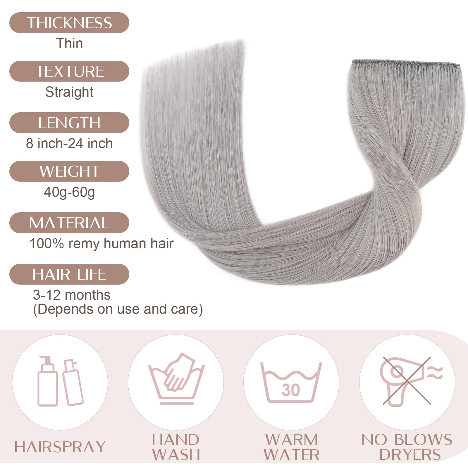 20 inches SEGO One Piece Hair Extensions Clip in Human Hair [#1B Natural Black] Real Remy Hairpieces for Women 3/4 Full Head Straight Invisible (50g) — view 42