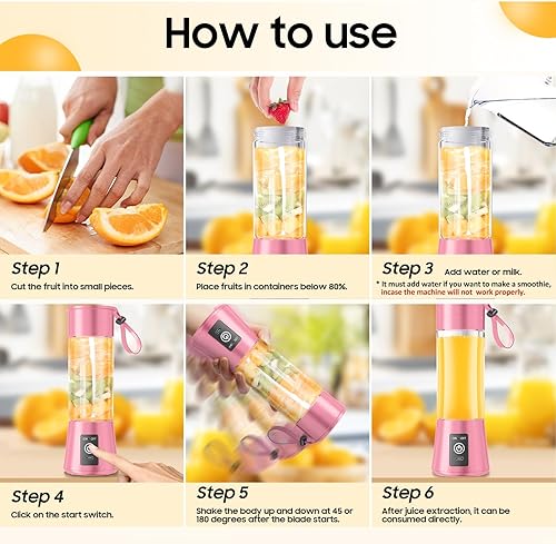 Miniatura 6 de Licuadora portátil para batidos y batidos  Licuadora personal mejorada 2025 USB-C recargable, vaso exprimidor de viaje sin BPA, alta velocidad de