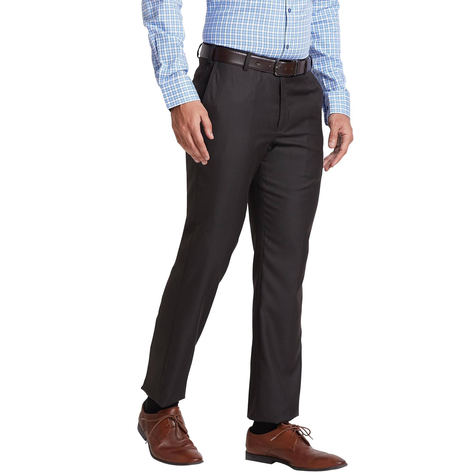 park avenue Park AvenueMen's Polyester Blend Structure Pattern Smart Fit Flat Front Formal Trouser-picture-25