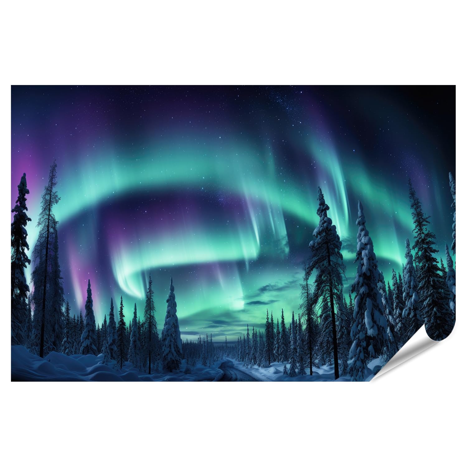 islandburner Prime XXL - Poster a forma di foresta coperta di neve, stampa fotografica