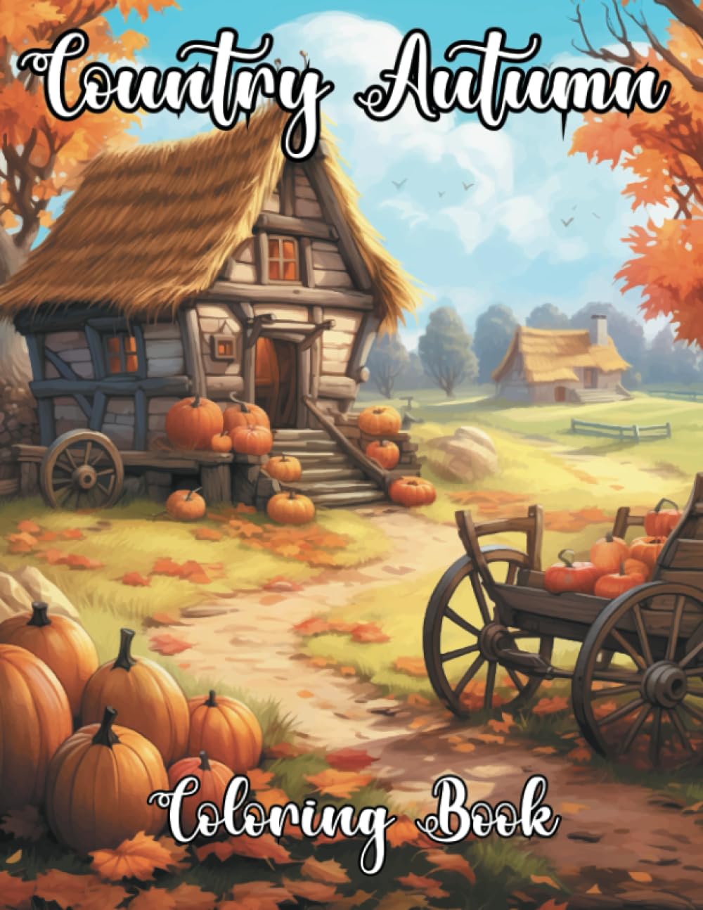 Country Autumn Coloring Book: An adult coloring book Featuring Charming Fall Relaxing Landscapes ,Lovely Houses,Autumn Scenes,pumpkin Beautiful Gardens (coloring book)