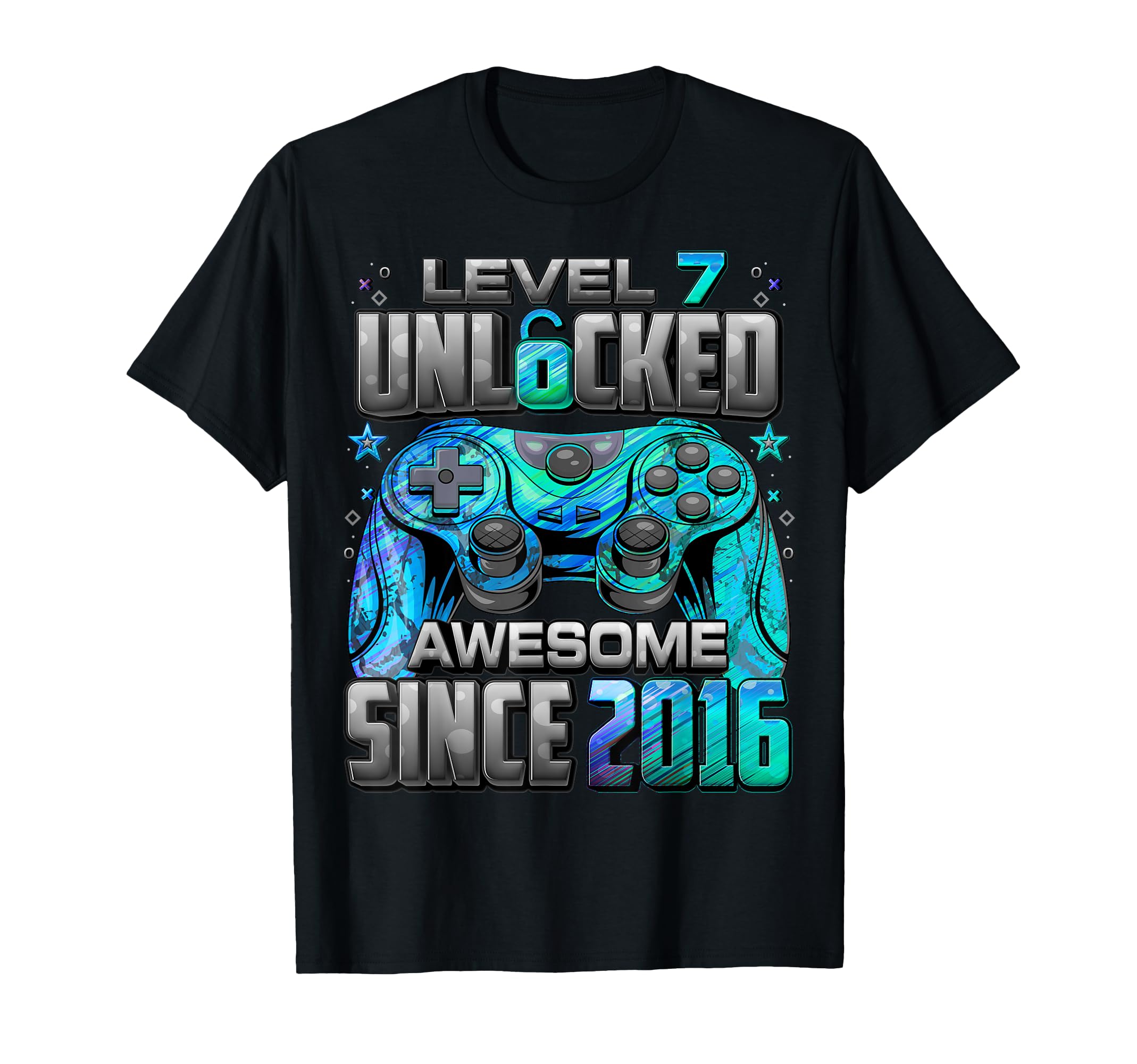 Level 7 Unlocked Awesome Since 2016 7th Birthday Gaming T-Shirt