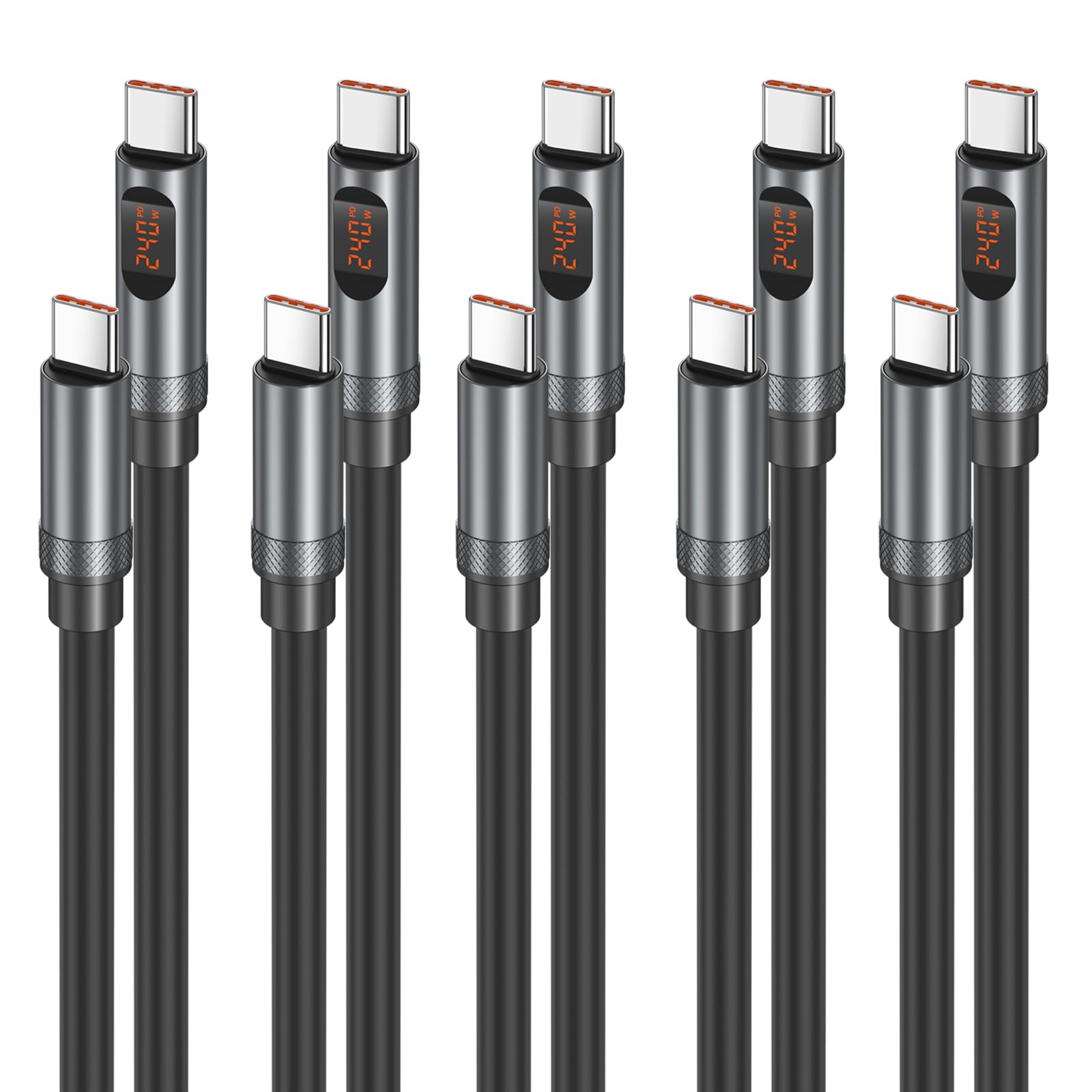 USB C auf USB C Kabel, 240 W Schnellladekabel Typ C Ladekabel mit LED-Display für MacBook Pro iPhone 17 16 Pro Max 15 iPad Air5 USB-C Laptops Galaxy S26 S25 Ultra Android Handys, 1,2 m