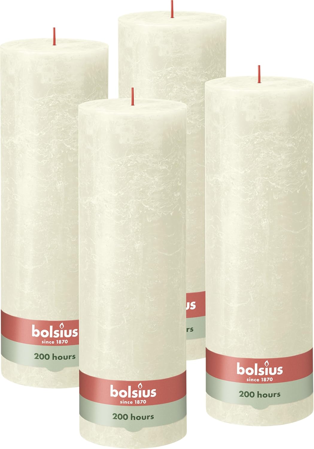 Bolsius Rustik Pillar Candle XXL – Anthracite – Set of 4 – Decorative Household Candles – Long Burning Time 200 Hours – Unscented – Natural Vegan Wax – Without Palm Oil – 30 x 10 cm