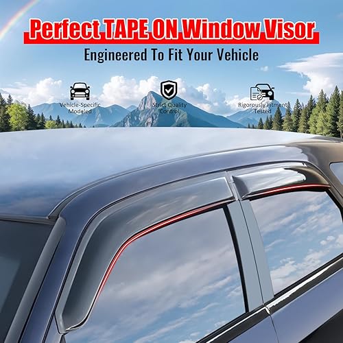 Miniatura 3 de IKON MOTORSPORTS Visera de ventana externa con cinta, compatible con Cadillac Escalade ESV Chevy Suburban 2500 1500 GMC Yukon XL 2015-2020, estilo