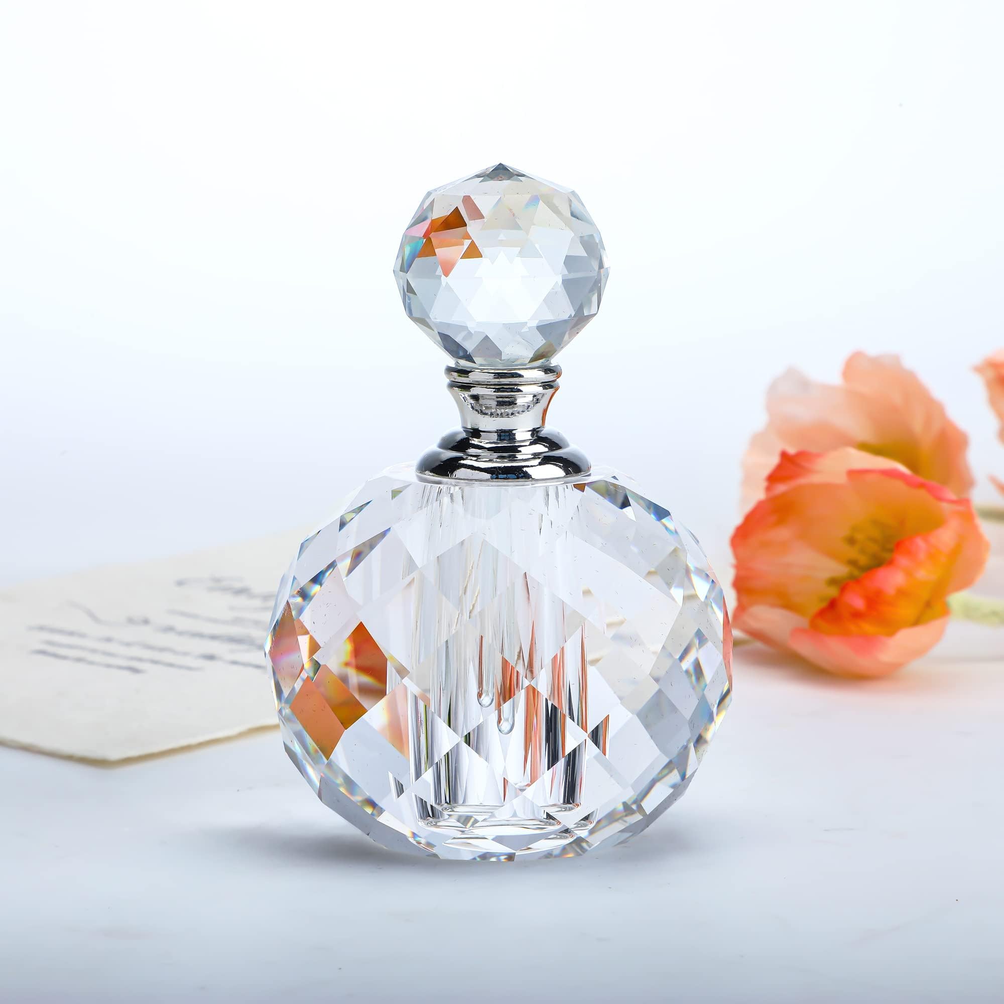 Amazon.co.jp: 10ml アールデコクリスタル香水瓶 空のガラス 詰め替え