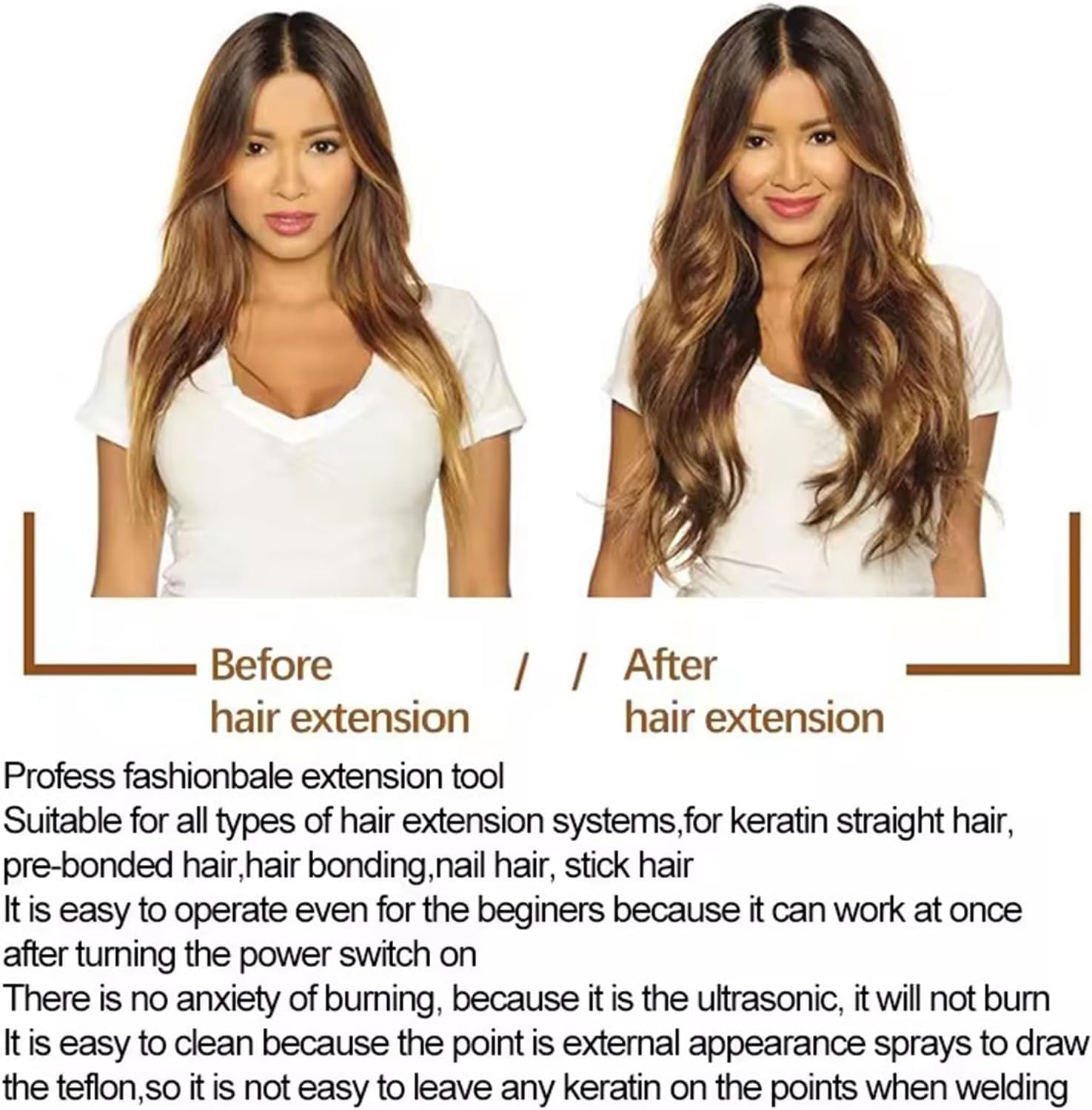 Hair Extensions Tools, Human Hair Cold Fusion Hair Extensions Machine Keratin Melting Connector with Adjustable Setting for Salon, Black