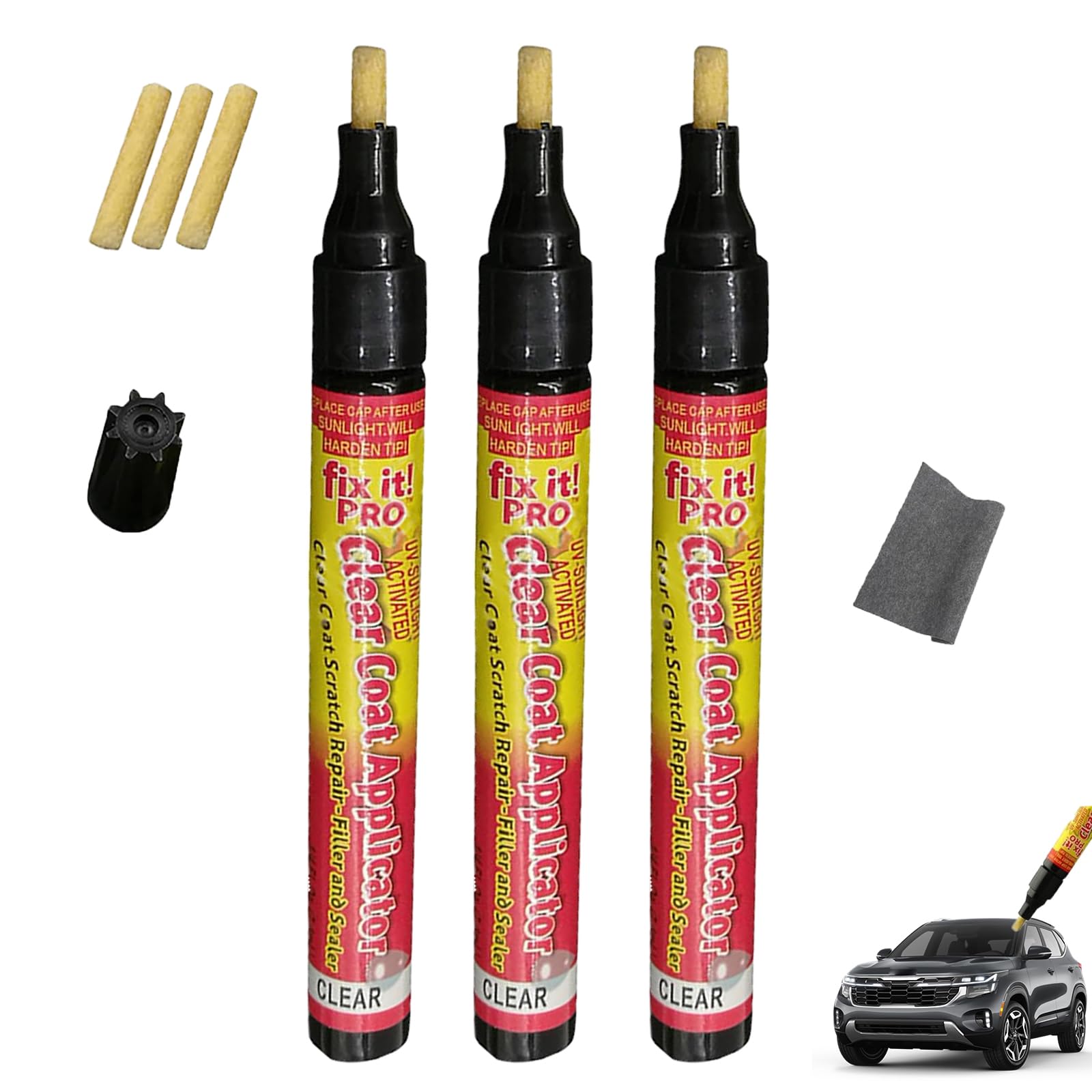 Stylo Efface Rayures,3 Pièces Stylo Applicateur de Couche Transparente,Stylo de Réparation de Rayures de Voiture,Facile Appliquer,Elimine Efficacement Petites Imperfections de Surface de Votre Voiture