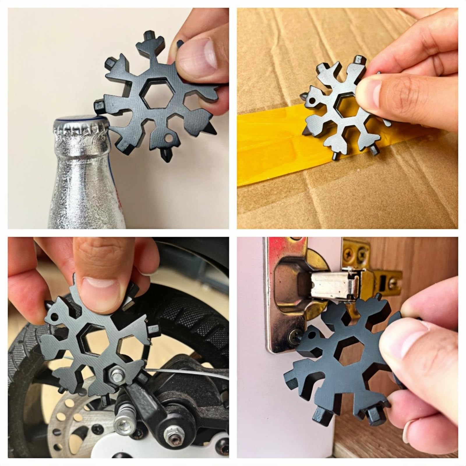 Stocking Stuffers for Men, FODARSAI 18-in-1 Snowflake Multi Tool, Cool Camping Tool Gadgets for Men, Unique Gifts for Dad, Husband, Boyfriend (Silver+Black)