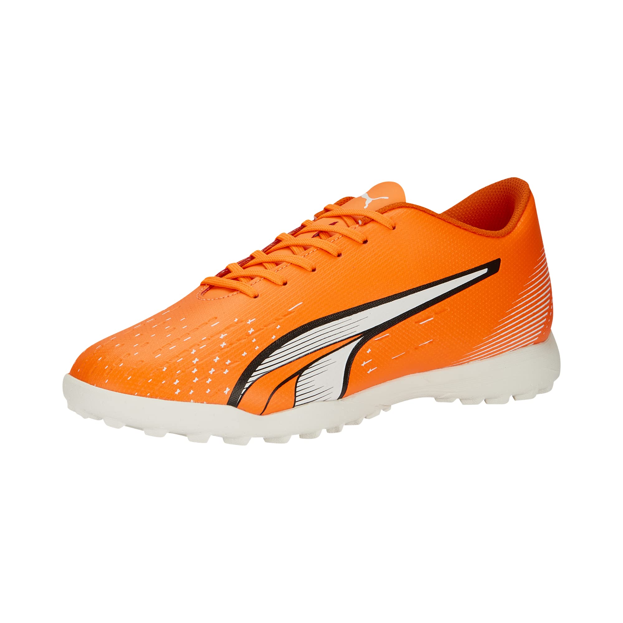 PUMA Mens Ultra Play Turf Trainer Soccer Cleats, Ultra Orange-PUMA Mens White-Blue Glimmer, 12