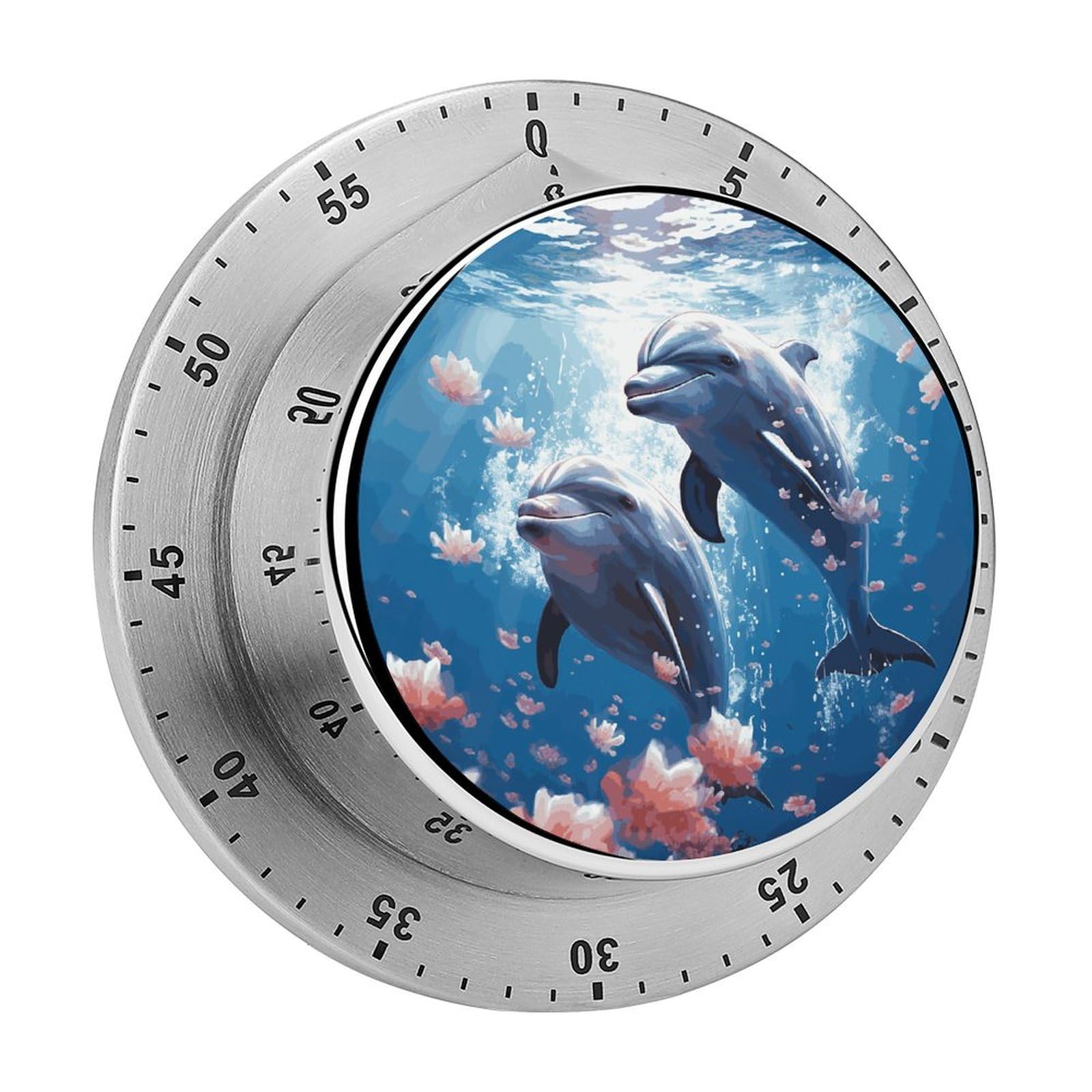 Dolphins in Love Printed Waterproof Christmas Timer with Loud Alarm Outdoor Timer for Cooking Exercise Baking