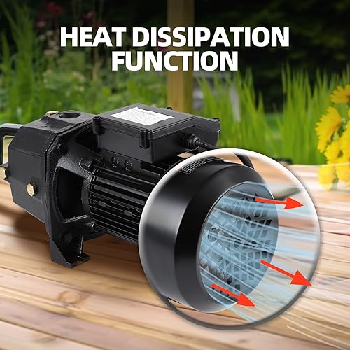 Miniatura 6 de FAHKNS Bomba de chorro de pozo poco profundo 1HP, bomba de chorro de pozo poco profundo de hierro fundido premium con voltaje 110, profundidad de