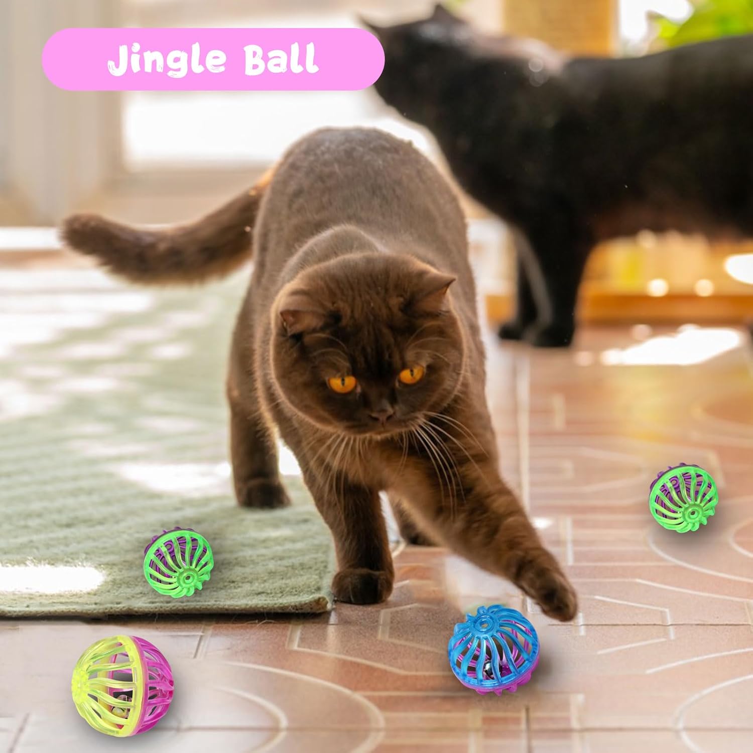 Cat Toys for Indoor Cats 40 PCS Kitten Toys Cat Interactive Toys Pack Including Cats Springs Sparkle Ball Pom Pom Ball Jingle Balls Tracks Balls - Image 9
