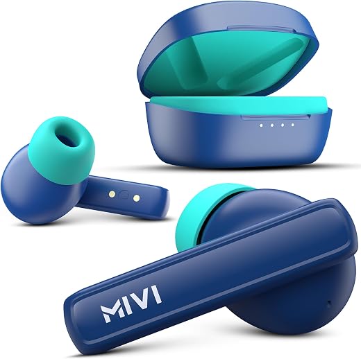 Mivi DuoPods Sync Earbuds [New Launch], 60 Hours Playtime, AI-ENC for HD Calls, 13mm Drivers, IPX 4.0, BT v5.3, Made in In...