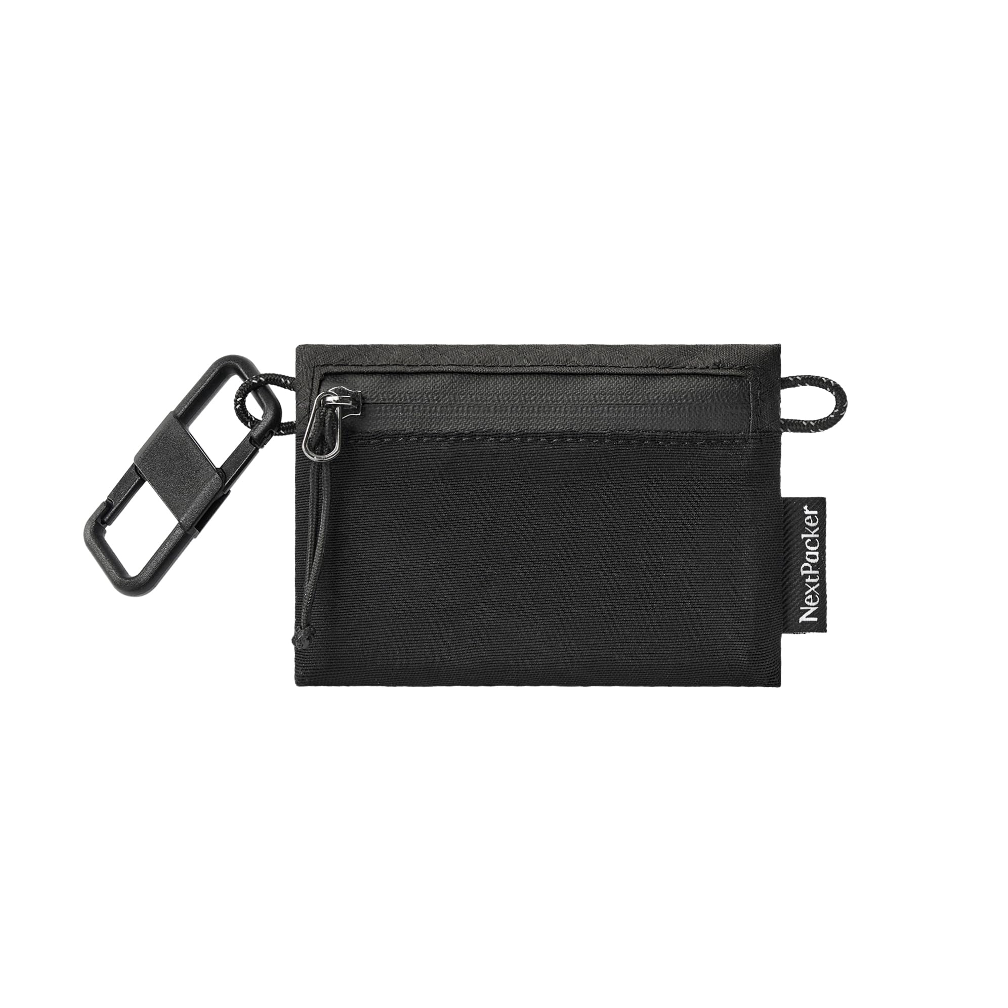 NextPacker Accessory Pocket Mini, 16 Cards Ultralight Travel Organizer Pouch with Dual Zippers & Hook Loop for Keys, AirPods & EDC Essentials(MeshShell, Shadow Black)