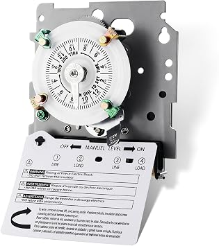 2026 Upgraded T104M Mechanical Timer Switch Mechanism Only, 208V-277V 40A DPST, 24-Hour Heavy-Duty Pool Timer for Pump/Water Heater/Lighting/HVAC, High-Contrast White Dial, with 4 Timer Trippers