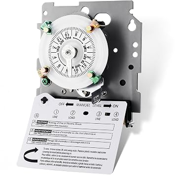 2026 Upgraded T104M Mechanical Timer Switch Mechanism Only, 208V-277V 40A DPST, 24-Hour Heavy-Duty Pool Timer for Pump/Water Heater/Lighting/HVAC, High-Contrast White Dial, with 4 Timer Trippers