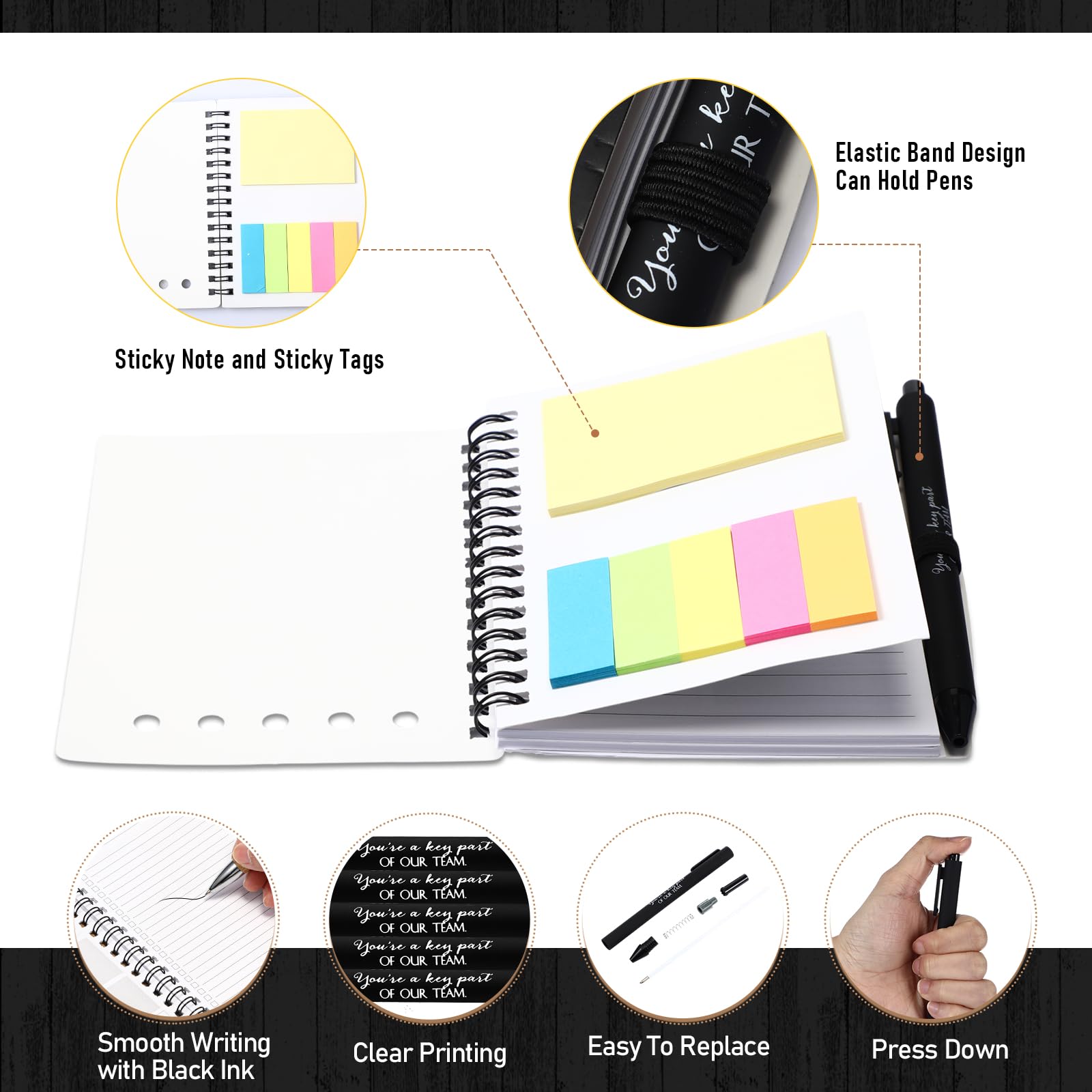 Resurhang Set da 48 pezzi/24 pezzi, regalo di apprezzamento per insegnanti, per infermieri, colleghi, dipendenti, dipendenti positivi, formato A6, quaderno a spirale con penna, per la laurea di