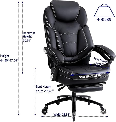 Miniatura 2 de KCREAM Silla de oficina grande y alta, silla de oficina reclinable con respaldo alto, con reposapiés, silla ejecutiva para computadora, silla de