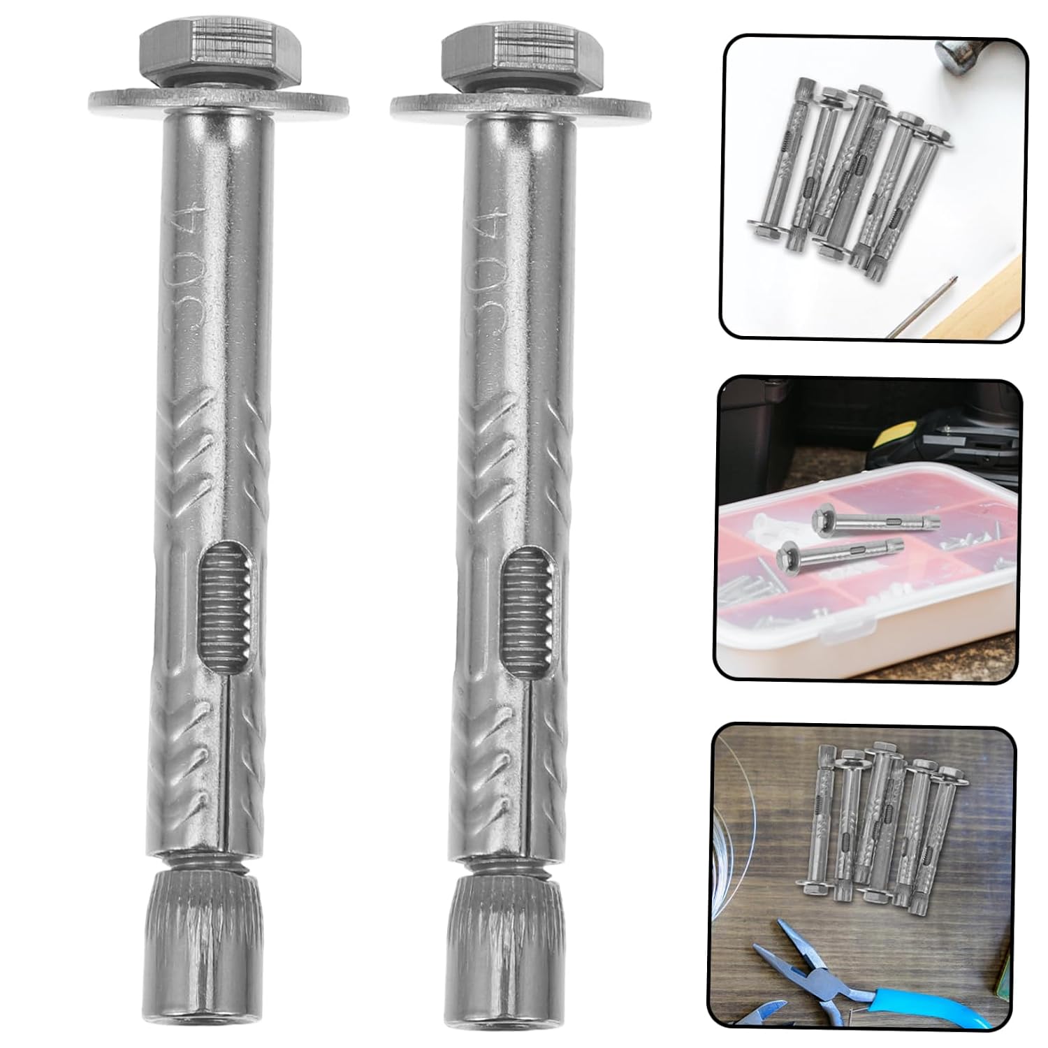 6pcs Heavy Duty M6 x 60mm Stainless Steel Expansion Screw Bolts External Nuts Sturdy Fixing Anchors for Concrete and Brick Walls
