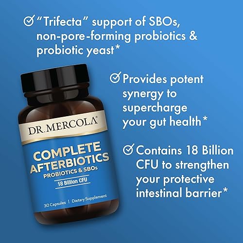Miniatura 5 de Dr. Mercola Afterbiotics completos - 18 mil millones de UFC - Apoya la salud digestiva e inmunológica - SBOs - con Saccharomyces boulardii - Sin OMG
