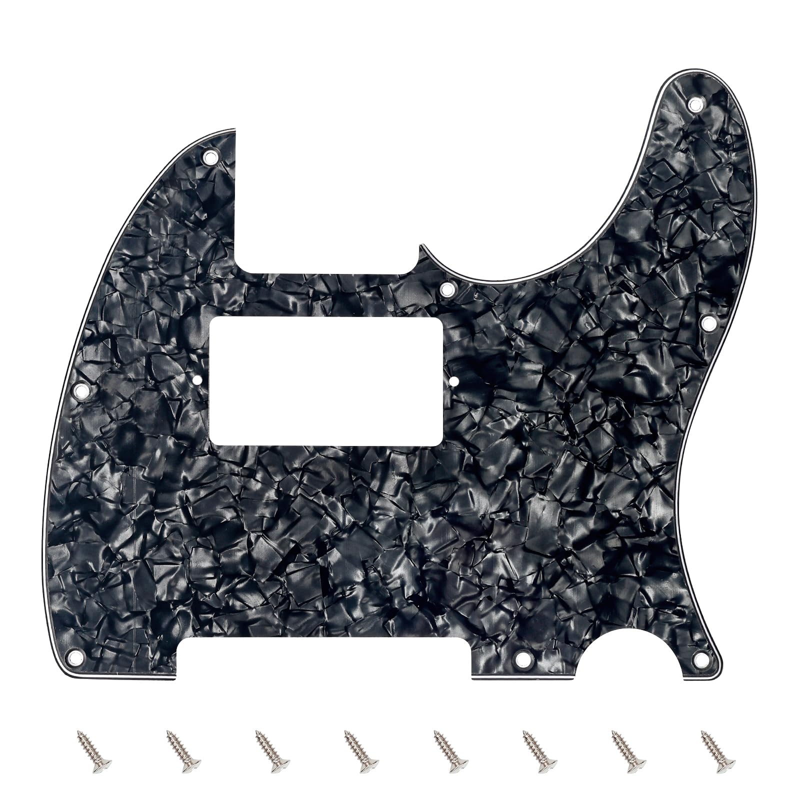 Banworks 4 Ply Tele HS/HH Pickguard 8-Hole Electric Guitar Pickguard Scratch Plate for USA/Mexican Modern Style Standard Tele Telecaster JT/HB-04 Black Pearl