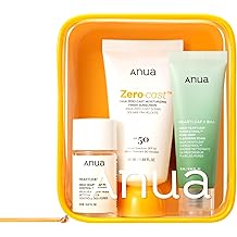 Anua Sun-Ready Travel Kit, Zero-Cast Sunscreen &amp; Cleansing oil &amp; Face Wash. Korean Sunscreen with Mini Size Double Cleansing routine ,Korean Skincare Set