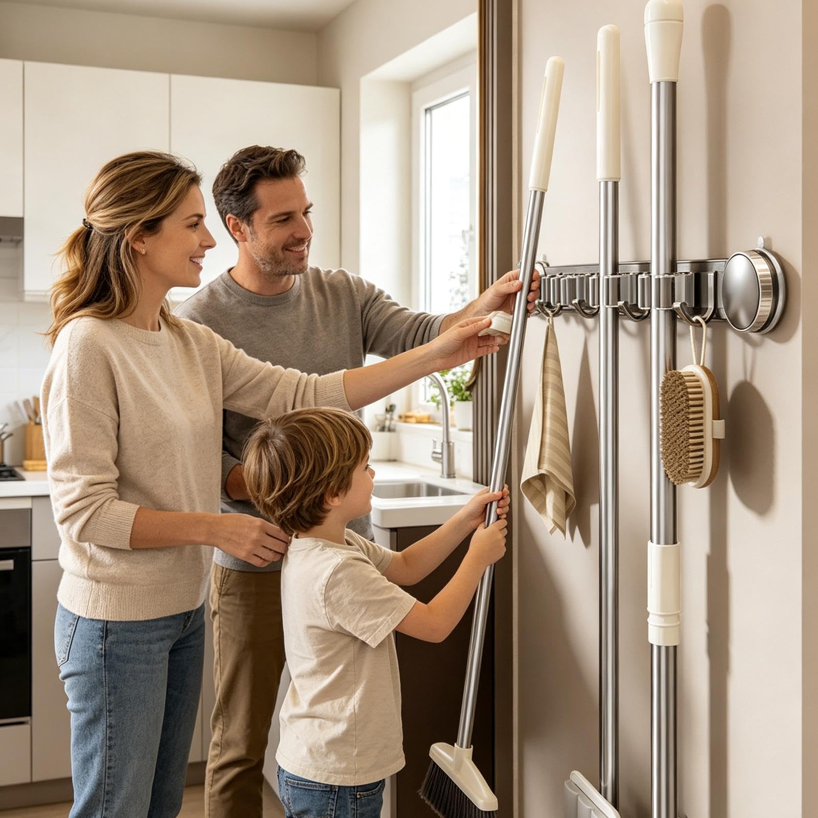 Portascopa A Parete Resistenti Supporti Multiuso Con Impieghi Pesanti | Organizer Da Parete Per Scope Per Dormitorio Ufficio Appartamento Camera Da Soggiorno Bagno