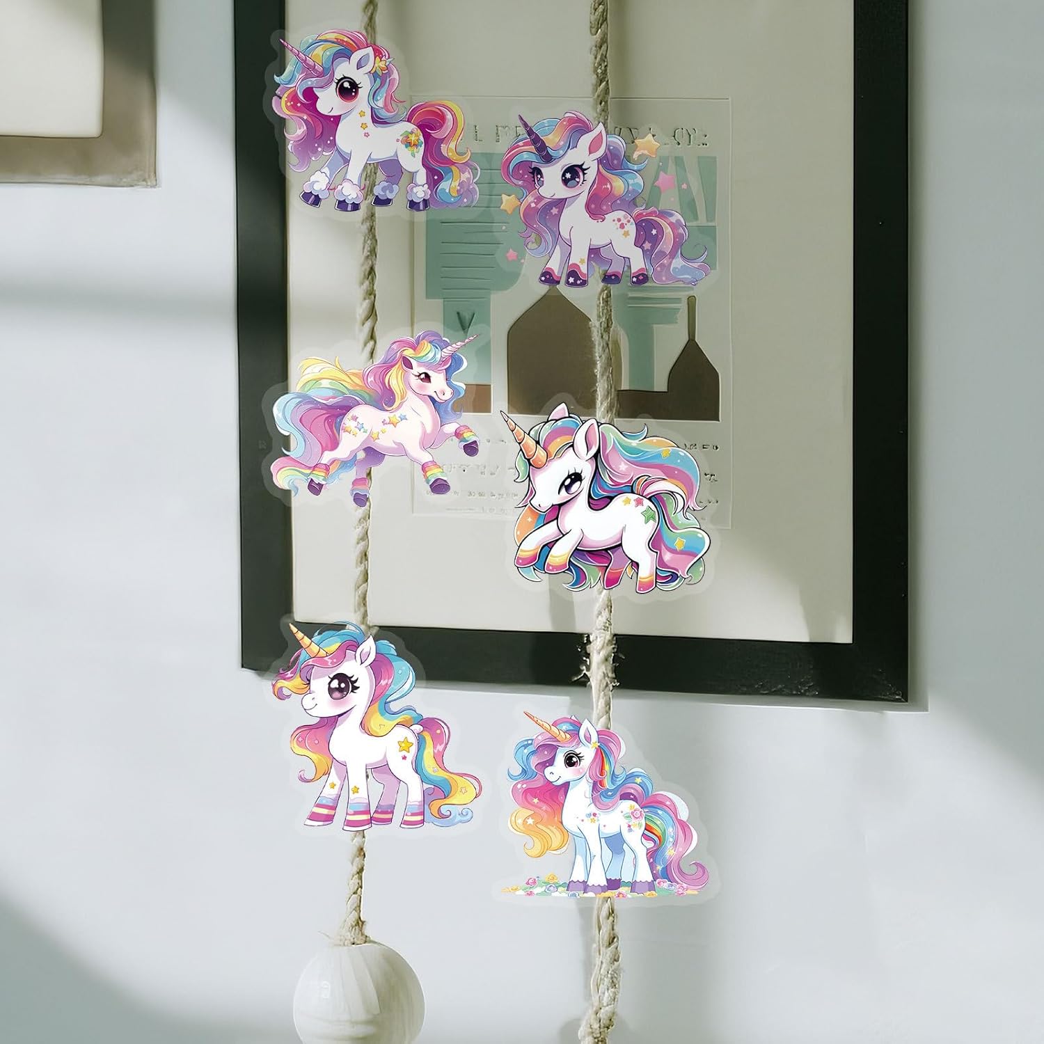 Unicorn Stickers, 56 Pieces Transparent PET Stickers, Rainbow Fantasy Designs, DIY Decorative Stickers
