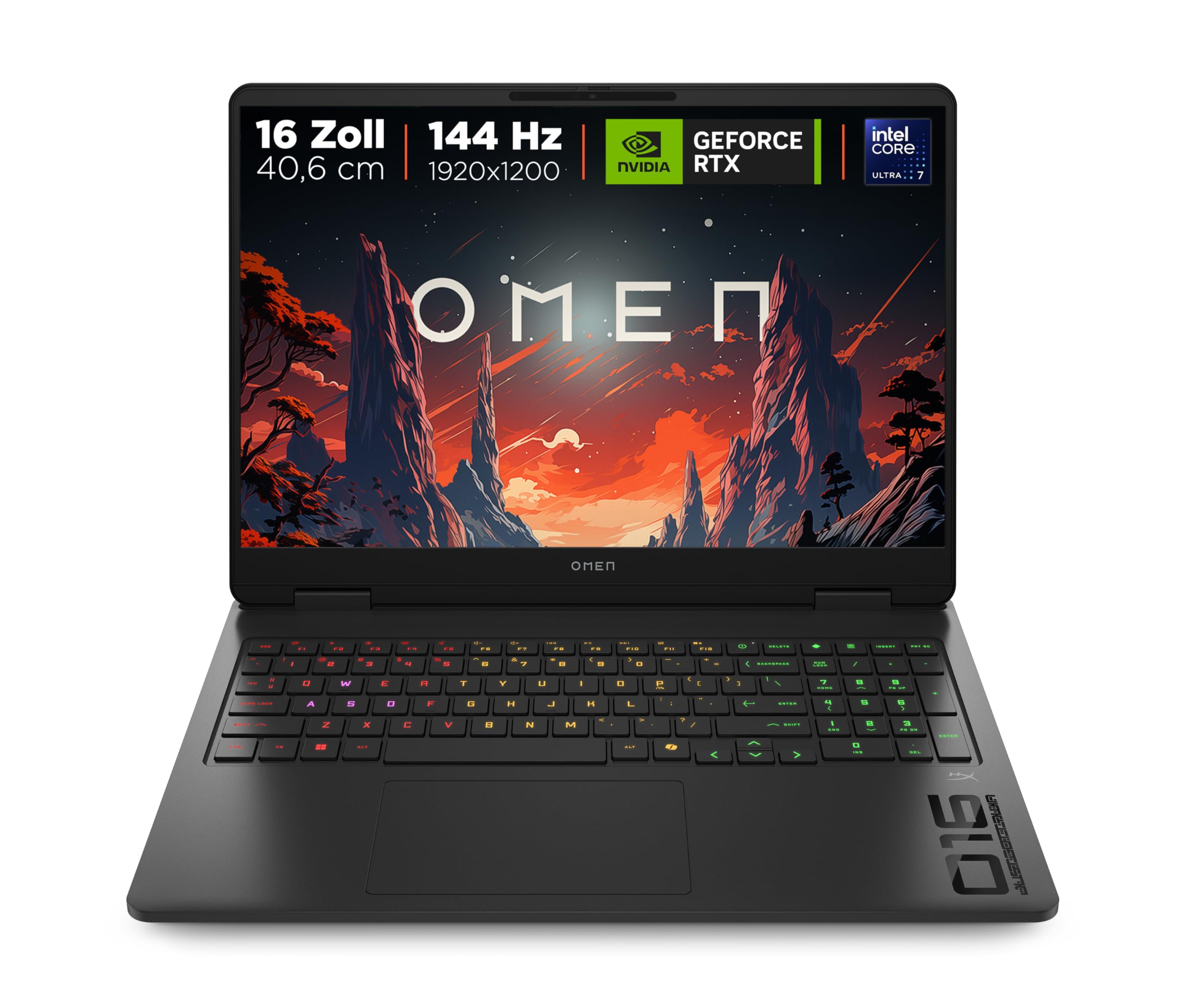 HP Omen Gaming Laptop 16" 2.5K Display Intel Core Ultra 7 32GB RAM 1TB NVIDIA GeForce RTX 5060 Win11 QWERTZ Schwarz