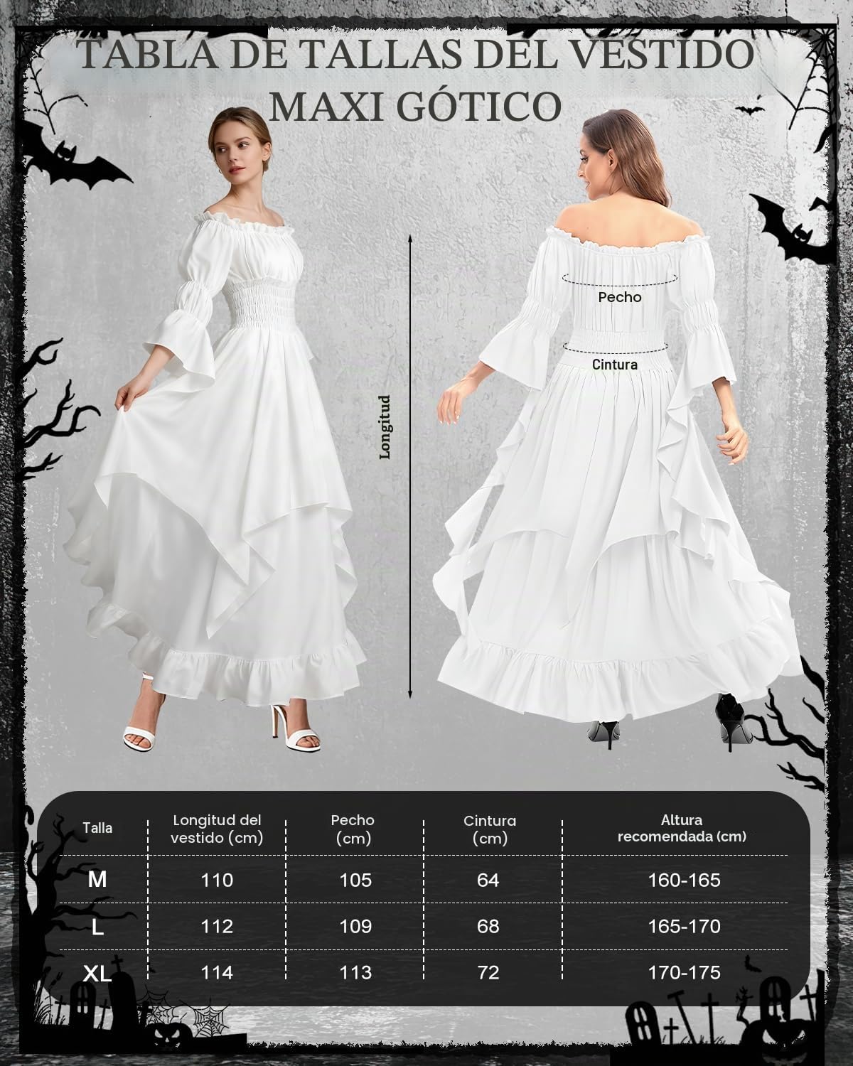 Vestido Medieval para Mujer, Vestido Renacentista con Cinturón, Disfraz de Gótico, Collares, Pulseras, Pendientes,Victoriano para Carnaval, Halloween, Fiestas de Princesas
