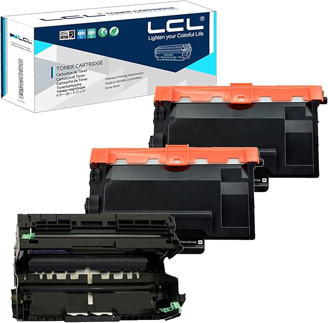 LCL Compatible Toner Cartridge TN3480 TN3430 TN-3480 TN-3430 8000 pages DR3400 DR-3400 Drum (3Pack 2 Black+1Drum) Replacement for Brother HL-L5000D HL-L5100DN HL-L5200DW HL-L5200DWT HL-L6200DW