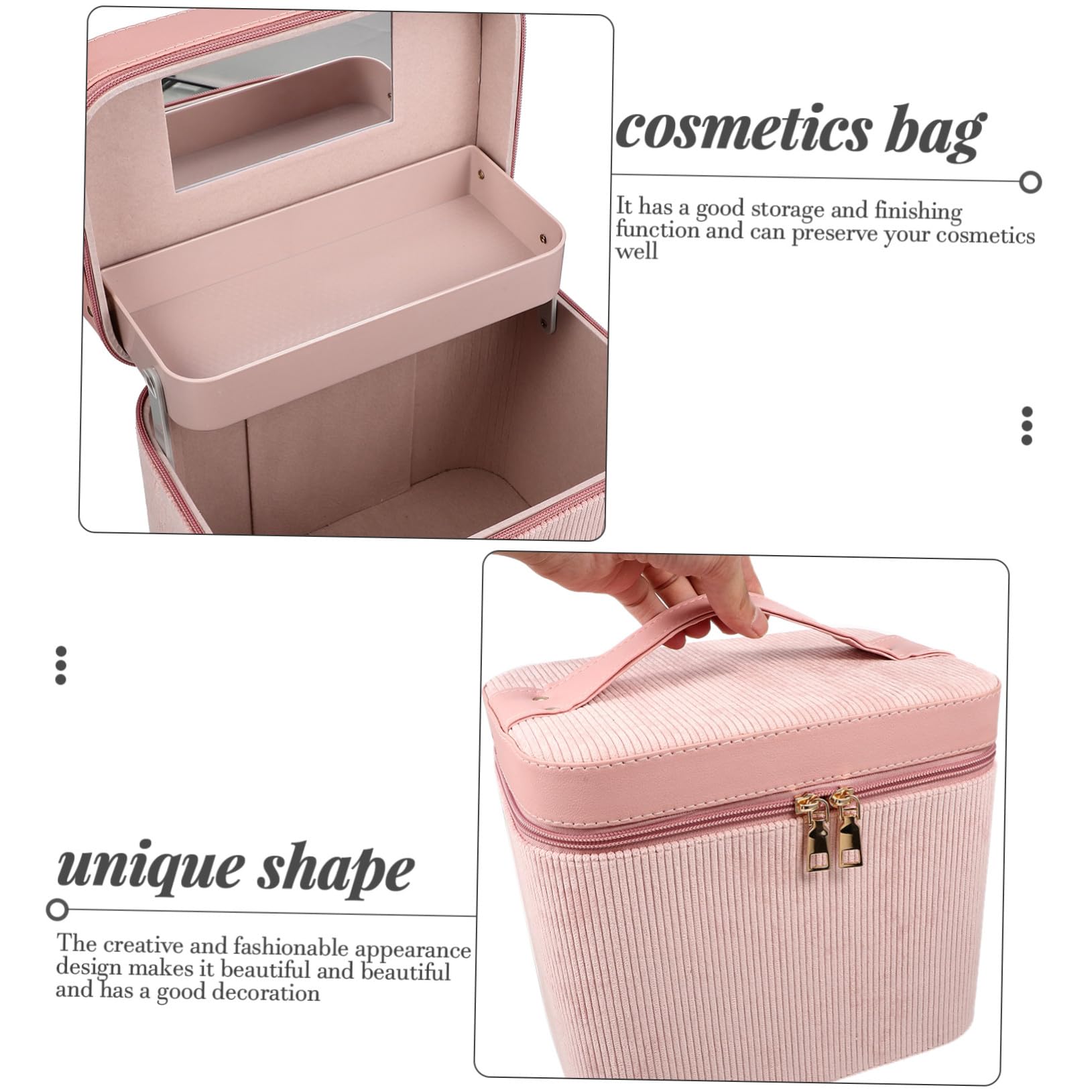 Homoyoyo Trousse de Maquillage Suspendue Double Compartiment Sac de Toilette Portable Similicuir Étui de Rangement pour Cosmétiques et Produits de Soin