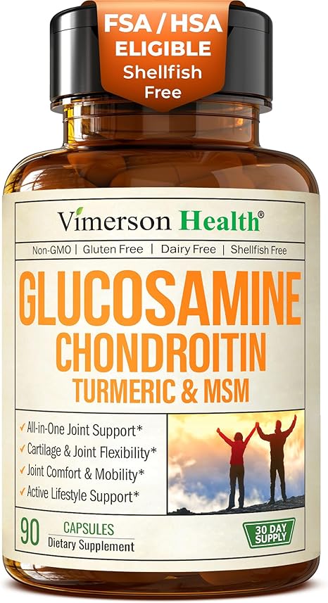 Glucosamine Chondroitin MSM and Turmeric Supplement – Joint Support Supplement for Women and Men with Boswellia and Chondroitin Sulfate – for Cartilage, Joint Health and Flexibility – 90 Capsules