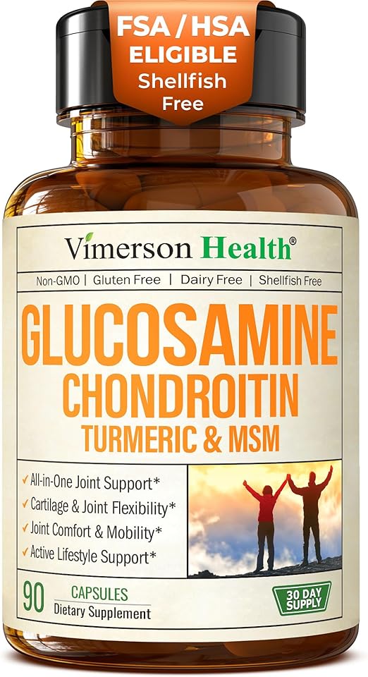 Glucosamine Chondroitin MSM and Turmeric Supplement – Joint Support Supplement for Women and Men with Boswellia and Chondroitin Sulfate – for Cartilage, Joint Health and Flexibility – 90 Capsules
