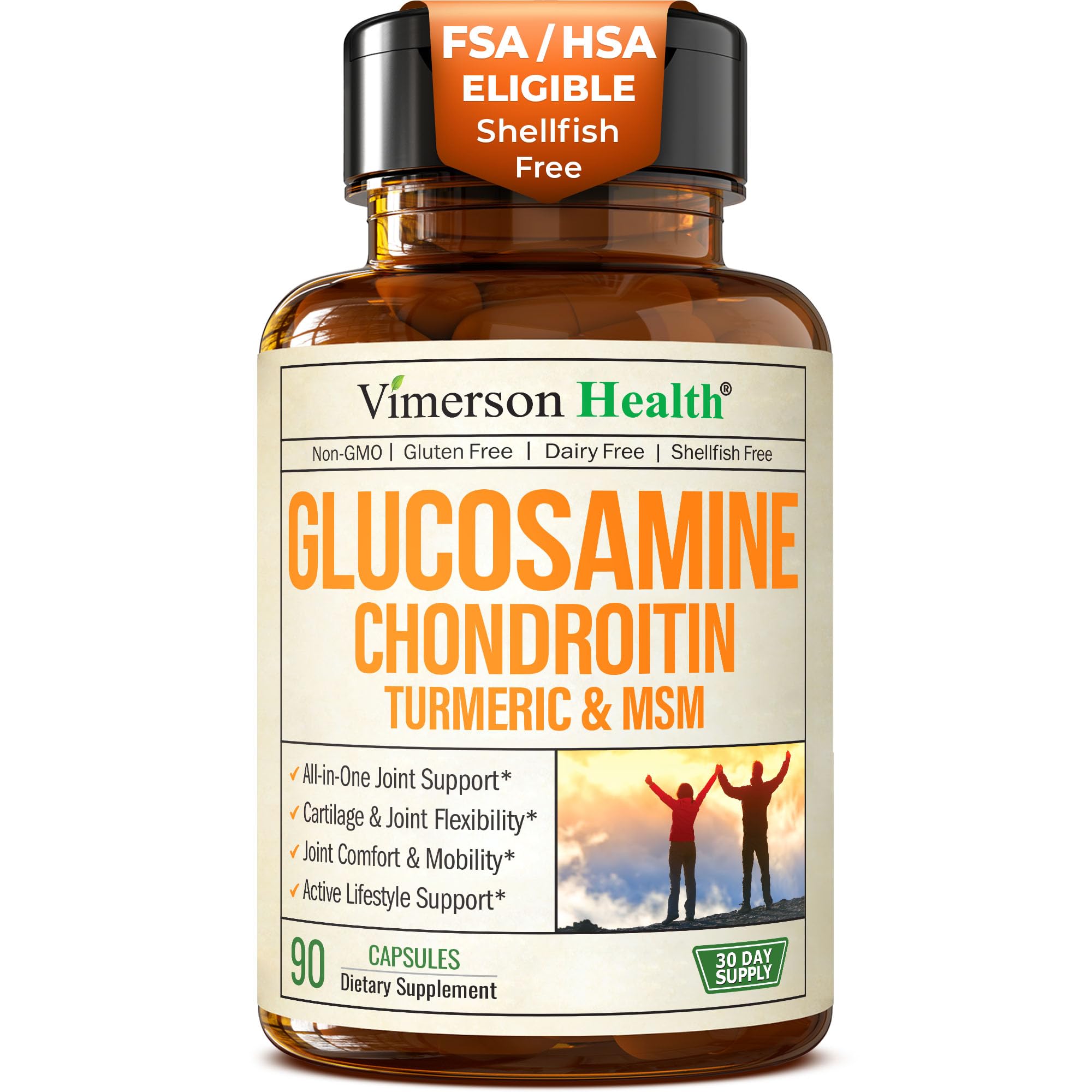 Glucosamine Chondroitin MSM and Turmeric Supplement – Joint Support Supplement for Women and Men with Boswellia and Chondroitin Sulfate – for Cartilage, Joint Health and Flexibility – 90 Capsules