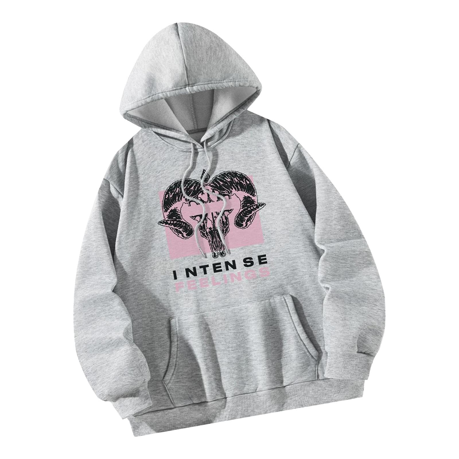 nivaa Womens Hoodie Comfortable Gray Y2K Hooded Sweatshirt for Walking Work Hiking XXL Gray-picture-25